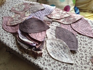 Signed appliqué leaves