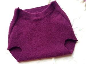 Side seams sewn with a bit of stretching.