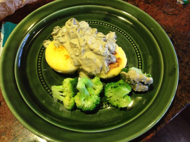 Polenta with mushroom sauce.