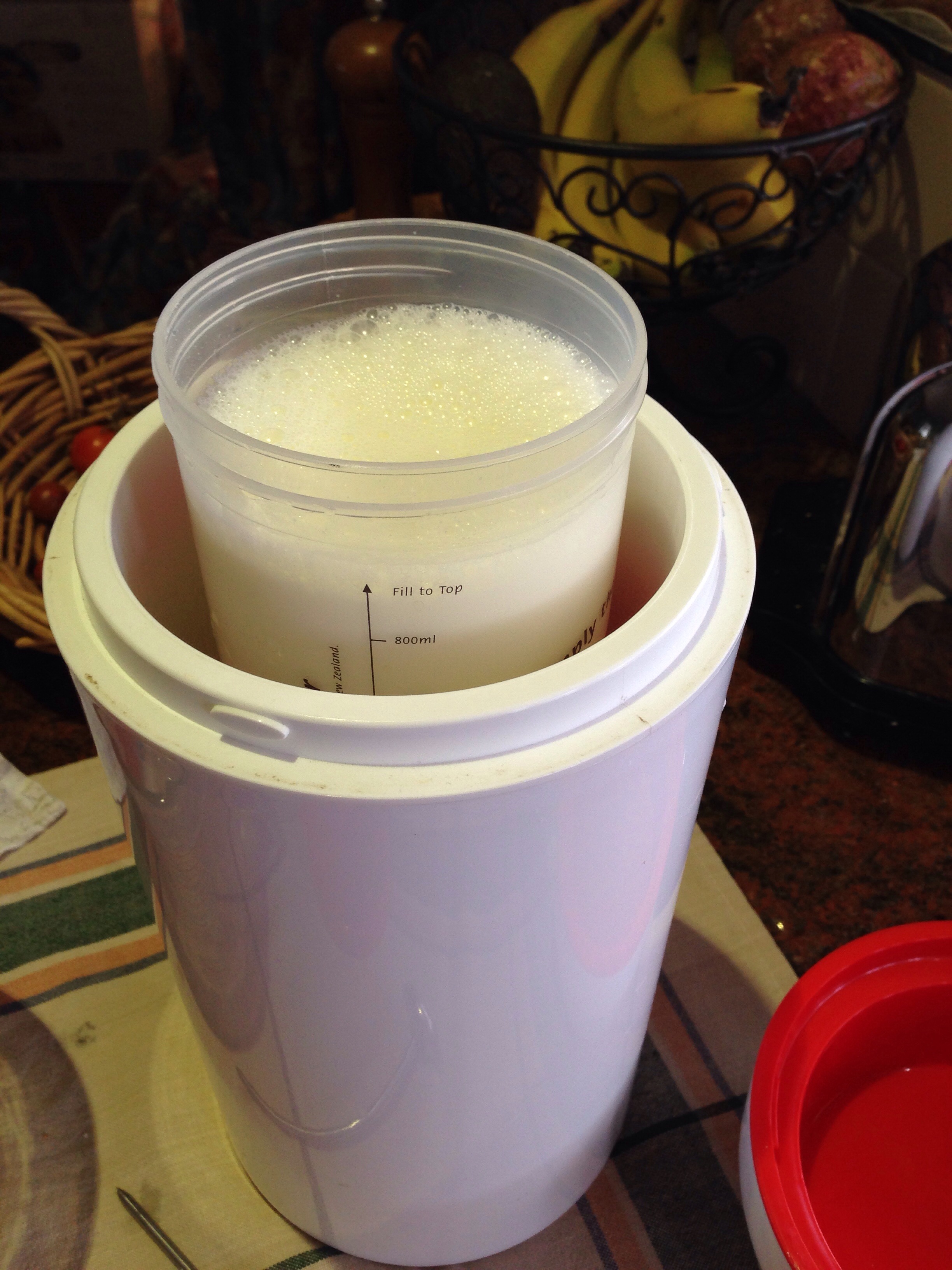 Then I place the flask inside and seal it up.