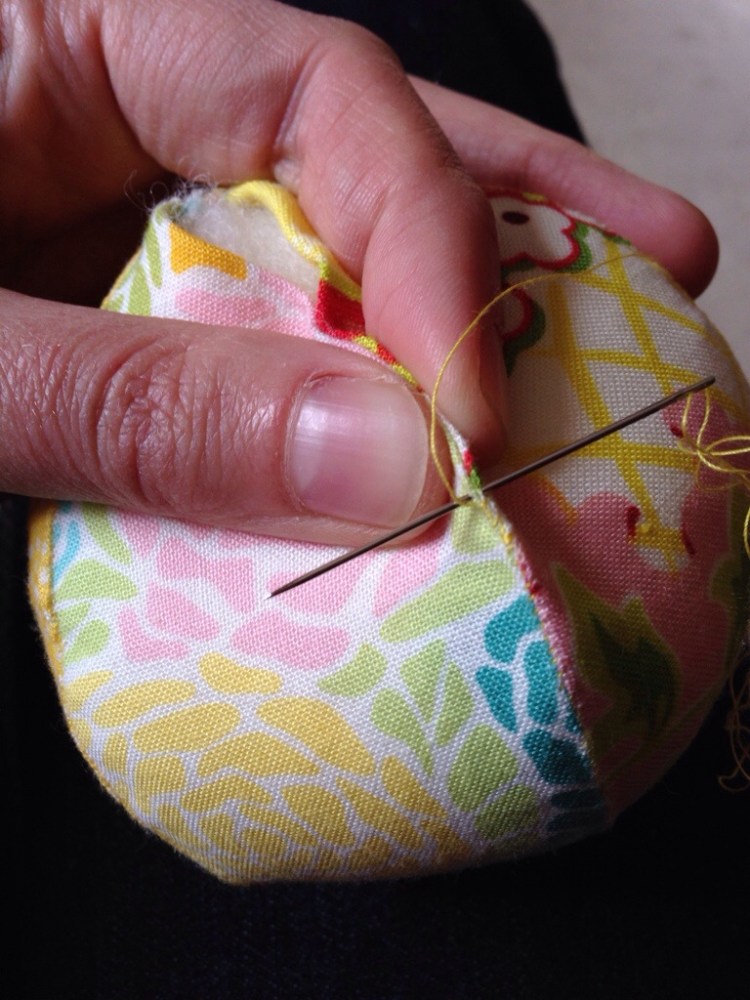 Pinch to sew the remainder of the seam.