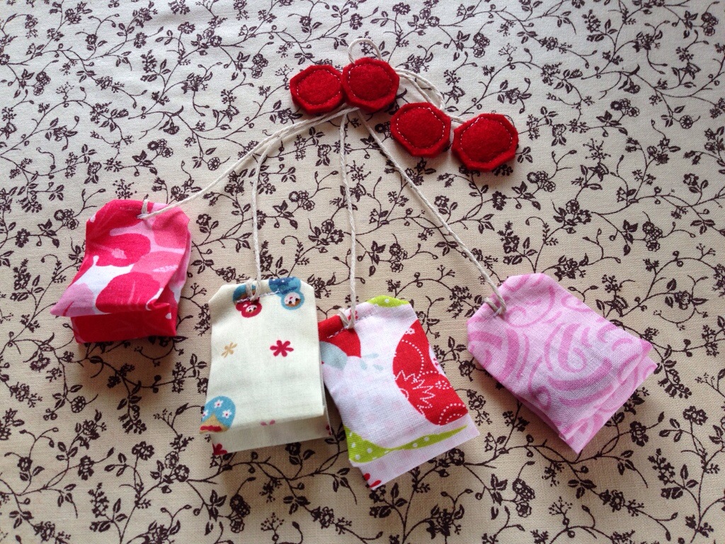 Pink themed tea bags