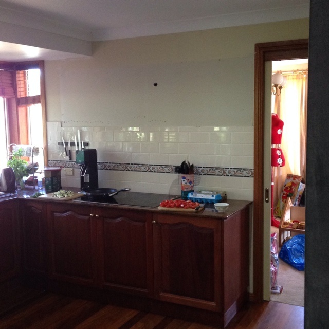 Overhead cabinets removed