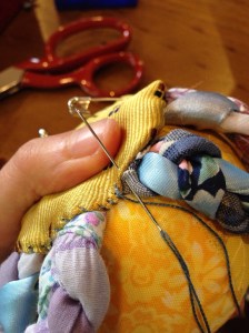 Whip-stitching around the bottom