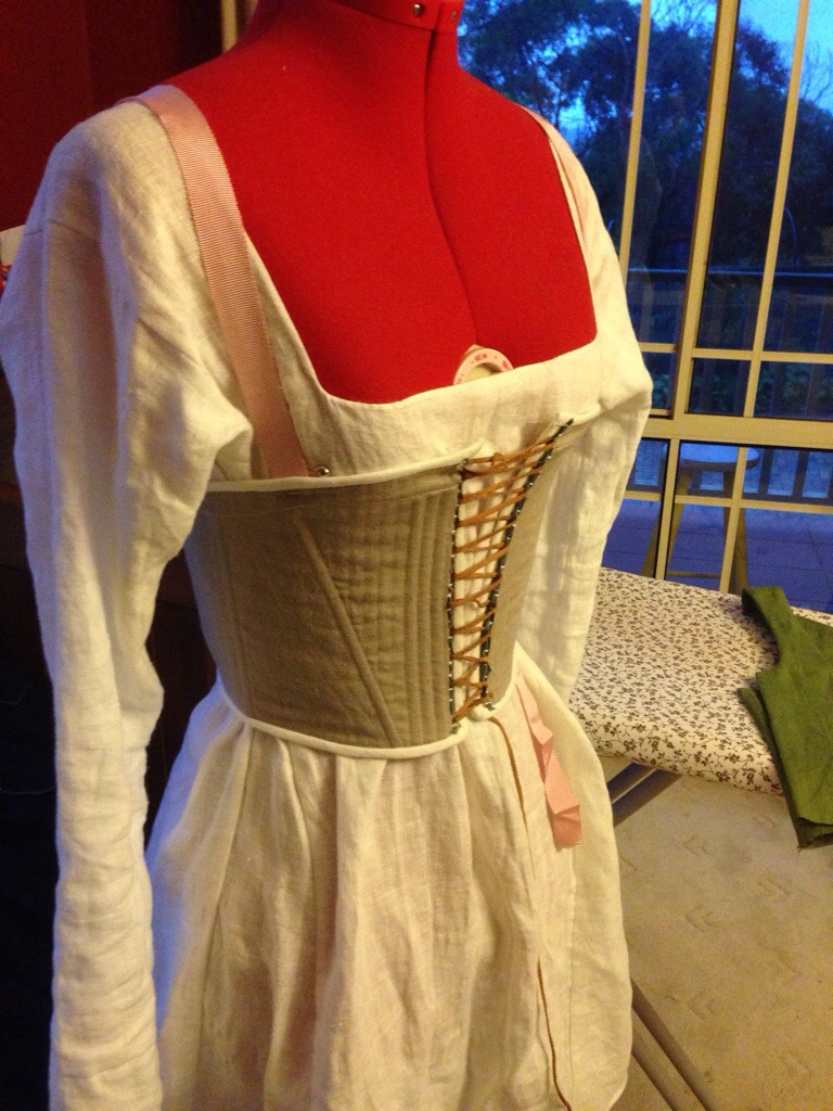 Laced corset over chemise