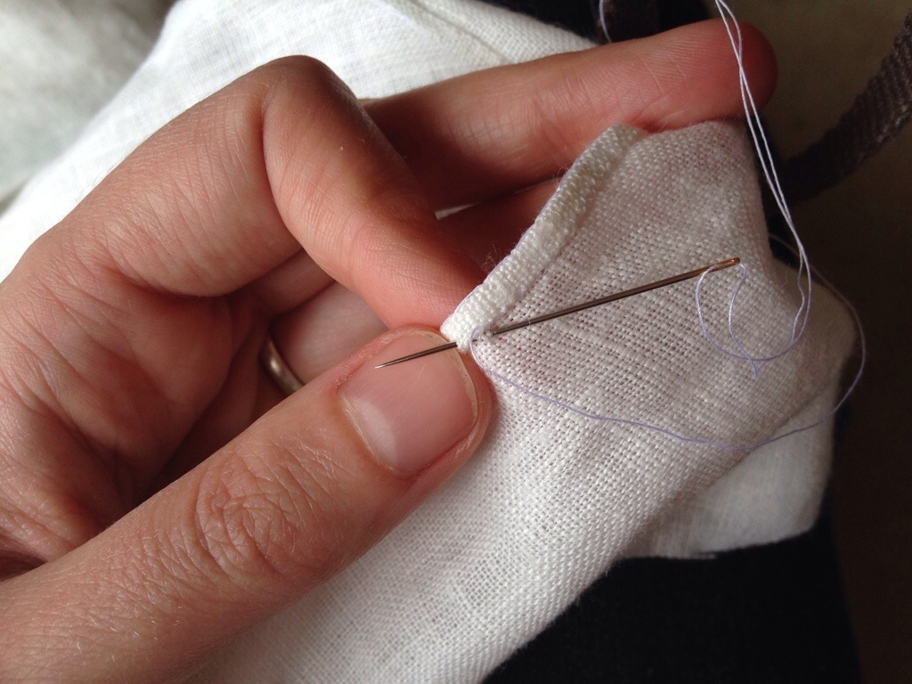 Stitching a rolled hem