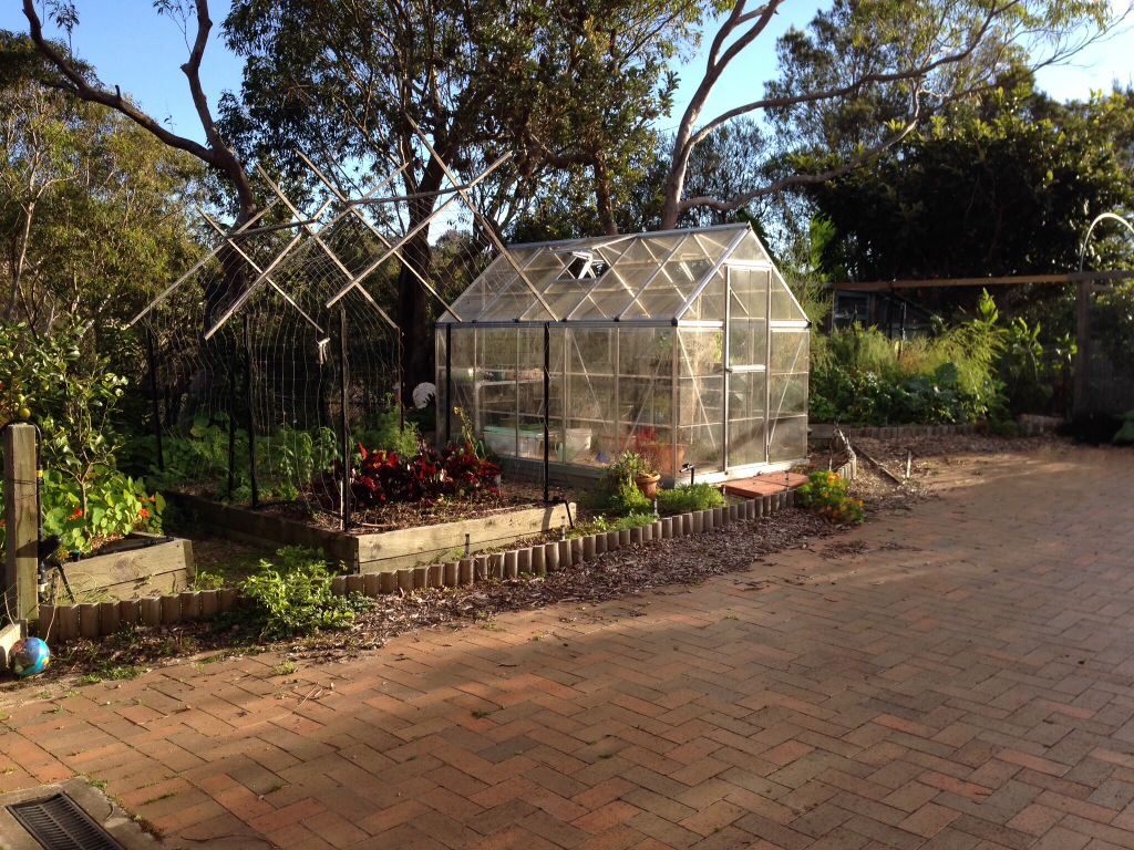 Greenhouse and vegetable garden bed