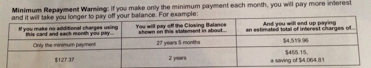 Minimum Repayment Warning from my Credit Card bill