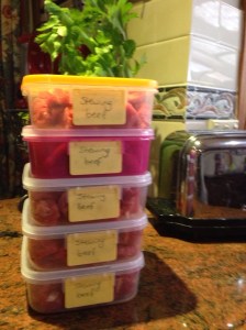 Stewing beef ready for the freezer