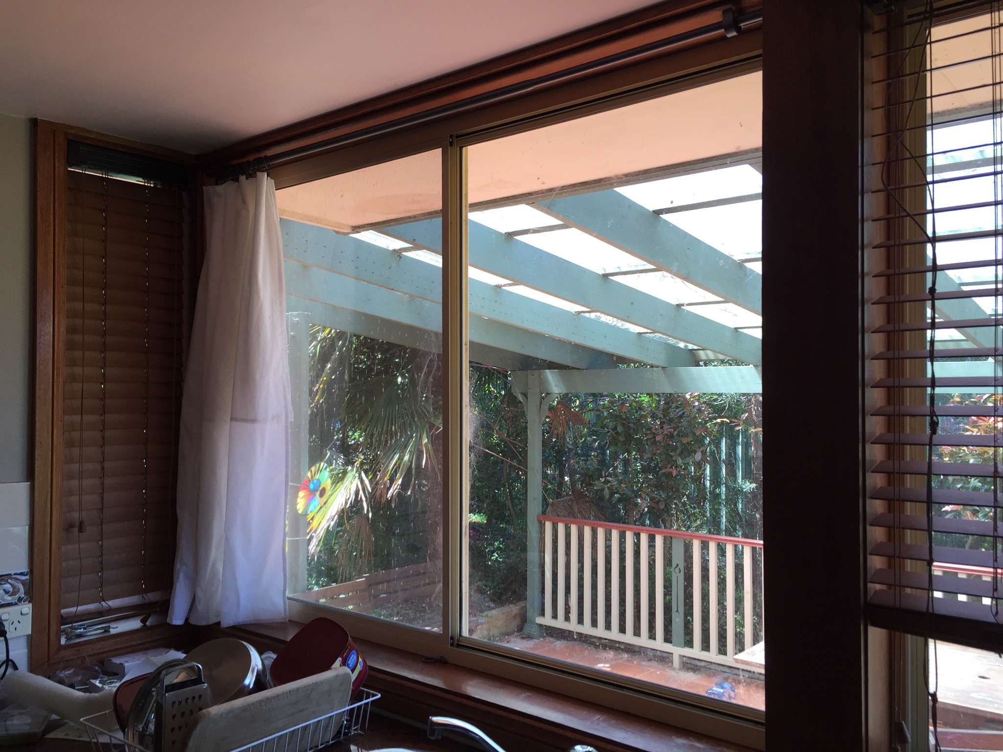 Curtains slid to the side